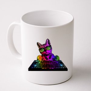 Colorful DJ Cat Coffee Mug