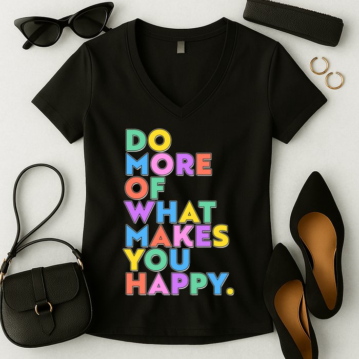 Colorful Do More Of What Makes You Happy Women's V-Neck T-Shirt