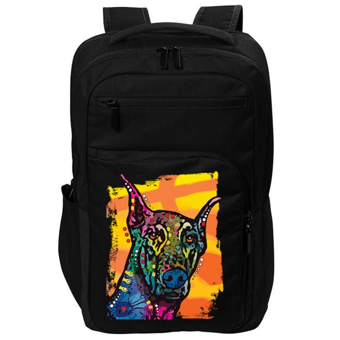 Colorful Doberman Dog Impact Tech Backpack