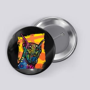 Colorful Doberman Dog Button