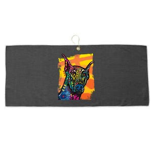 Colorful Doberman Dog Large Microfiber Waffle Golf Towel