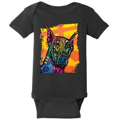 Colorful Doberman Dog Baby Bodysuit