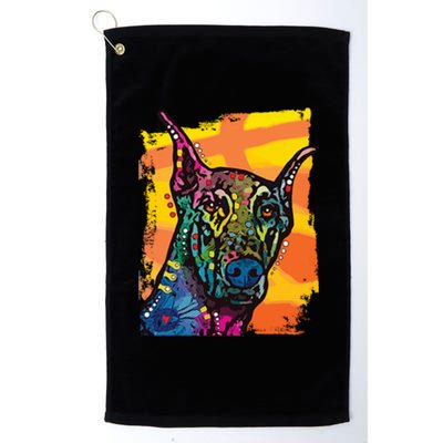 Colorful Doberman Dog Platinum Collection Golf Towel