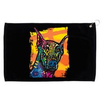 Colorful Doberman Dog Grommeted Golf Towel