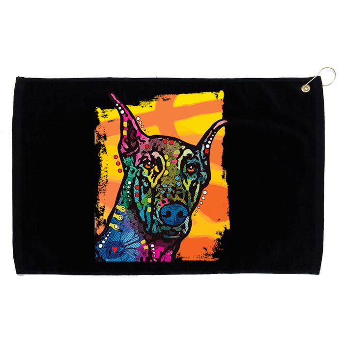 Colorful Doberman Dog Grommeted Golf Towel