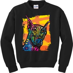 Colorful Doberman Dog Kids Sweatshirt