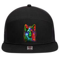 Colorful Dog German Shepard 7 Panel Mesh Trucker Snapback Hat