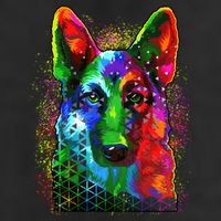 Colorful Dog German Shepard 7 Panel Mesh Trucker Snapback Hat