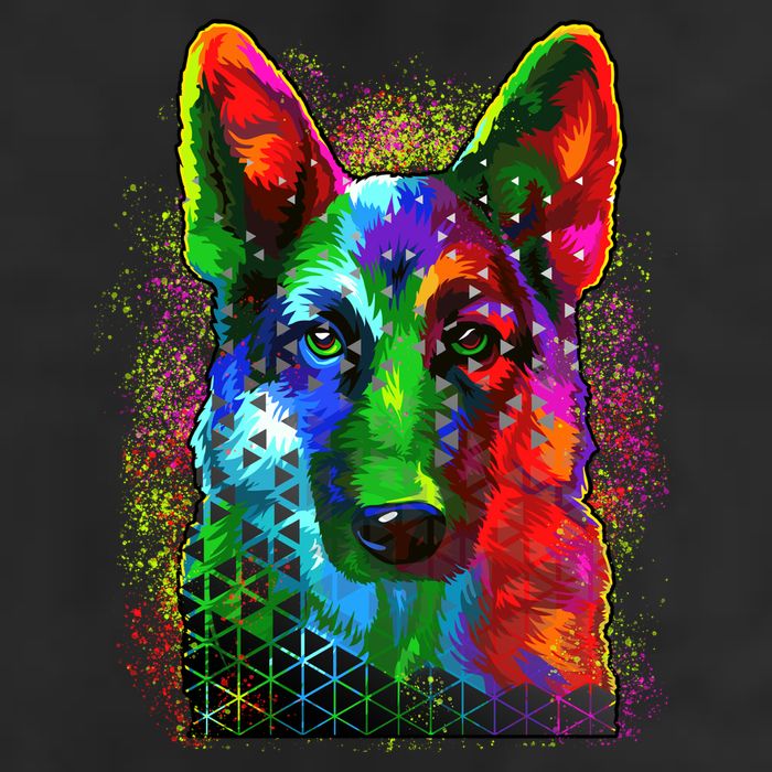 Colorful Dog German Shepard 7 Panel Mesh Trucker Snapback Hat