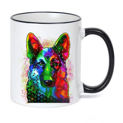 Colorful Dog German Shepard 11oz Black Color Changing Mug