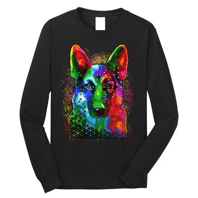 Colorful Dog German Shepard Long Sleeve Shirt