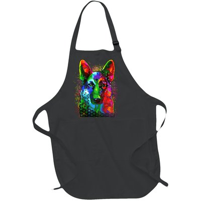 Colorful Dog German Shepard Full-Length Apron With Pockets