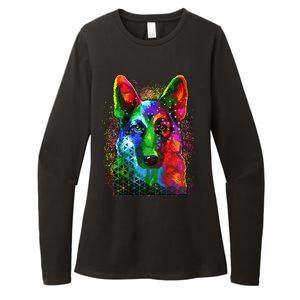 Colorful Dog German Shepard Womens CVC Long Sleeve Shirt