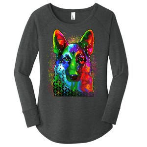 Colorful Dog German Shepard Women's Perfect Tri Tunic Long Sleeve Shirt