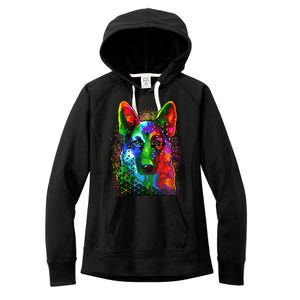 Colorful Dog German Shepard Women's Fleece Hoodie