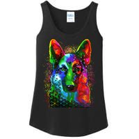 Colorful Dog German Shepard Ladies Essential Tank