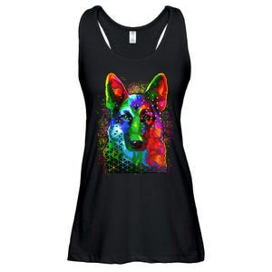 Colorful Dog German Shepard Ladies Essential Flowy Tank