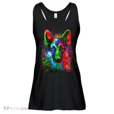 Colorful Dog German Shepard Ladies Essential Flowy Tank