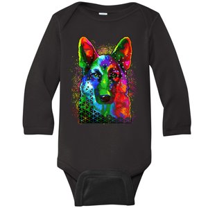 Colorful Dog German Shepard Baby Long Sleeve Bodysuit