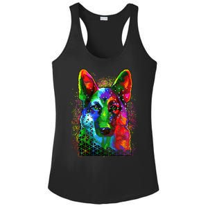 Colorful Dog German Shepard Ladies PosiCharge Competitor Racerback Tank