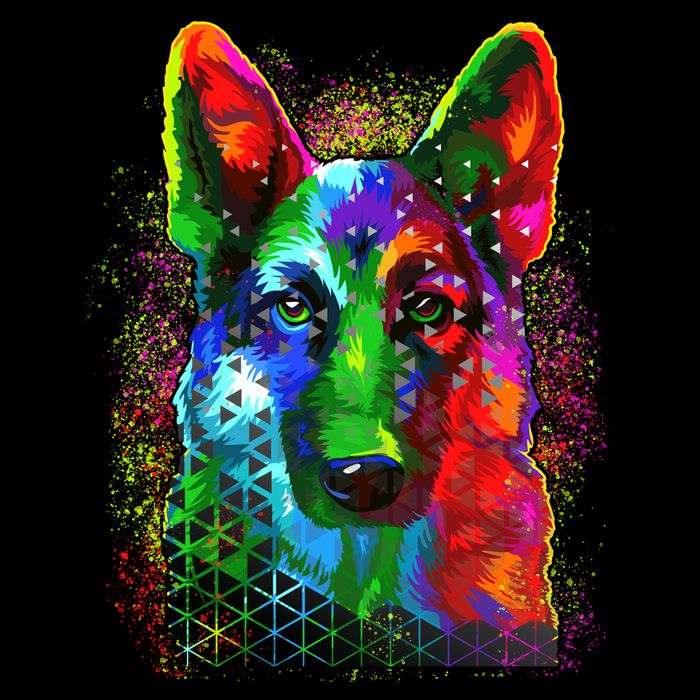 Colorful Dog German Shepard Poster