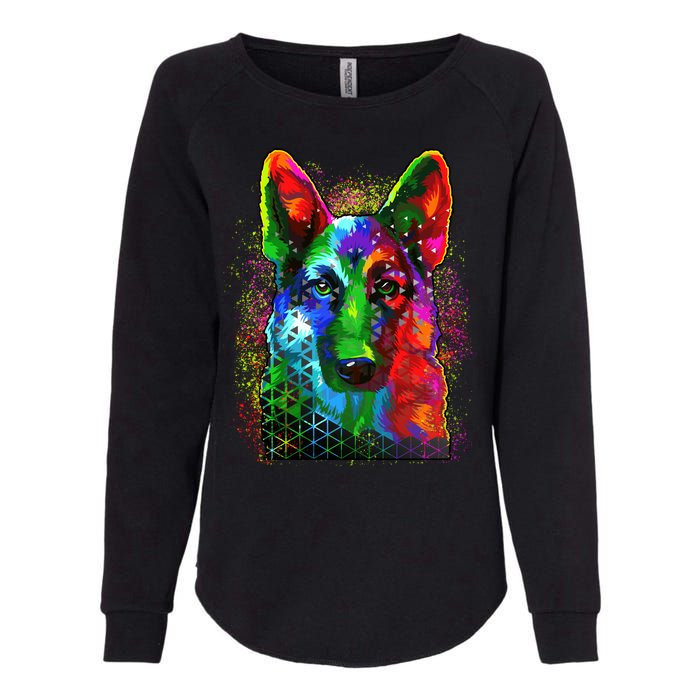 Colorful Dog German Shepard Womens California Wash Sweatshirt