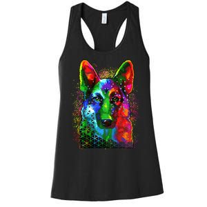 Colorful Dog German Shepard Women's Racerback Tank