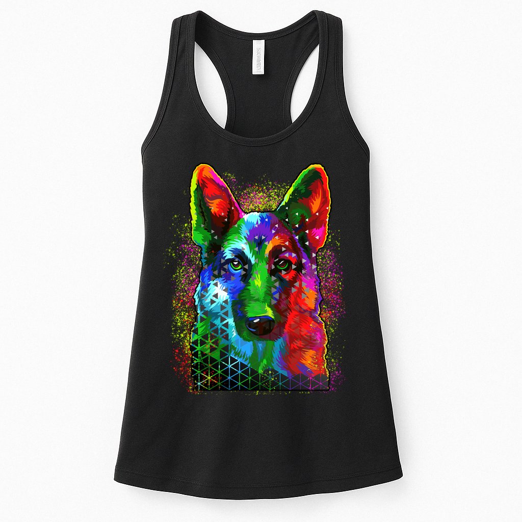 Colorful Dog German Shepard Womens Tank Top