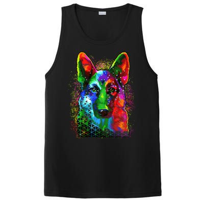 Colorful Dog German Shepard PosiCharge Competitor Tank