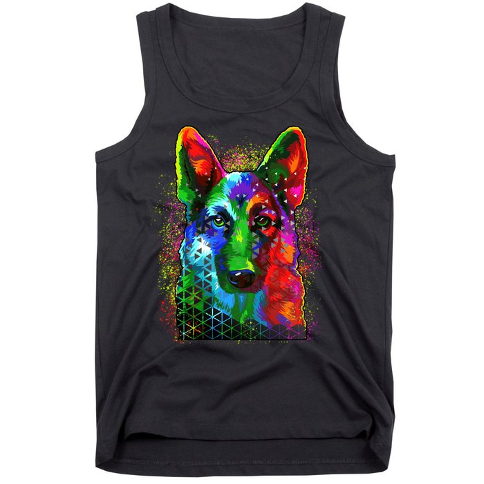 Colorful Dog German Shepard Tank Top