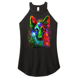 Colorful Dog German Shepard Women's Perfect Tri Rocker Tank