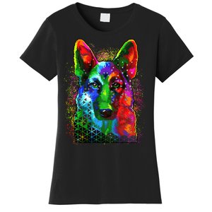 Colorful Dog German Shepard Women's T-Shirt