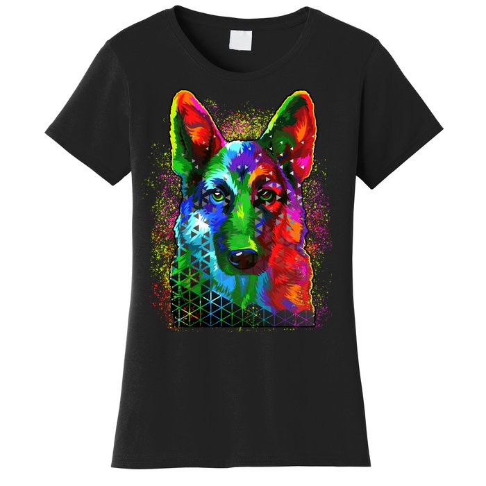 Colorful Dog German Shepard Women's T-Shirt