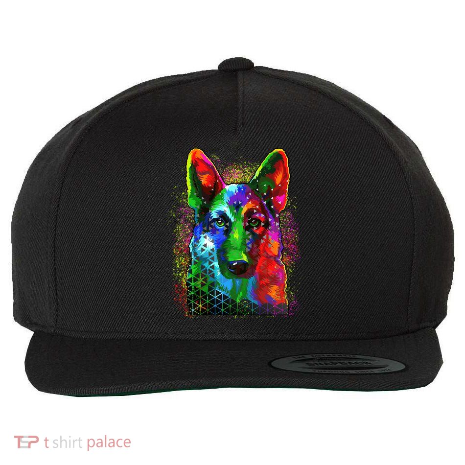 Colorful Dog German Shepard Wool Snapback Cap