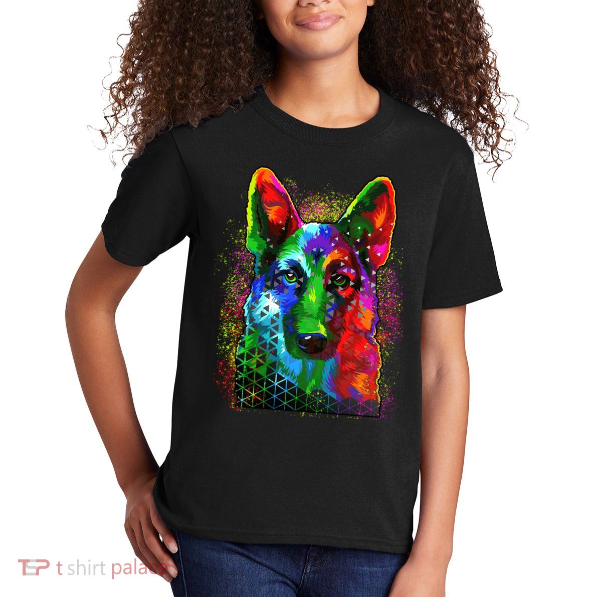 Colorful Dog German Shepard Kids T-Shirt