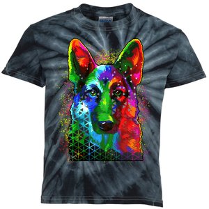 Colorful Dog German Shepard Kids Tie-Dye T-Shirt