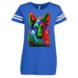 Colorful Dog German Shepard Enza Ladies Jersey Football T-Shirt