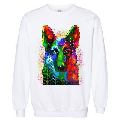 Colorful Dog German Shepard Garment-Dyed Sweatshirt
