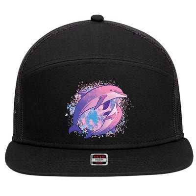 Colorful Dolphin 7 Panel Mesh Trucker Snapback Hat