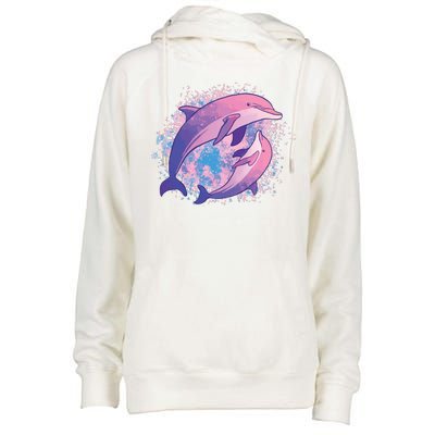 Colorful Dolphin Womens Funnel Neck Pullover Hood