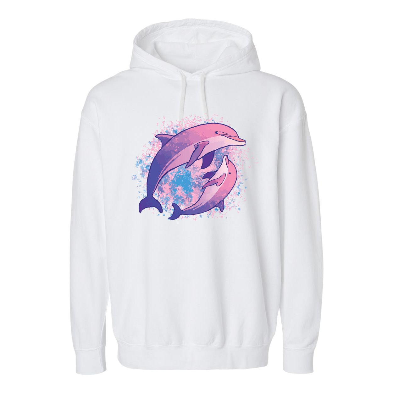 Colorful Dolphin Garment-Dyed Fleece Hoodie
