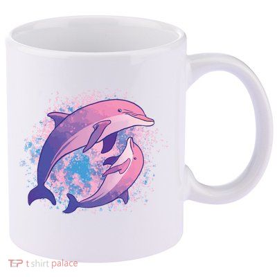 Colorful Dolphin 11oz C Handle Ceramic Mug