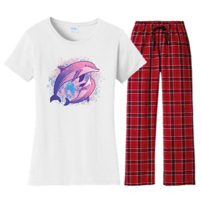 Colorful Dolphin Women's Flannel Pajama Set