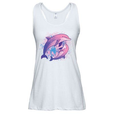 Colorful Dolphin Ladies Essential Flowy Tank