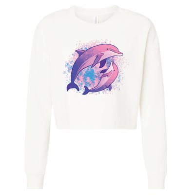 Colorful Dolphin Cropped Pullover Crew