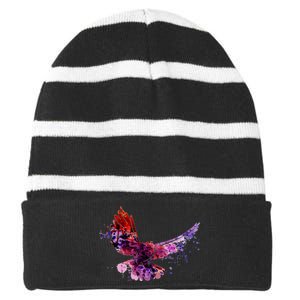 Colorful Dove Striped Beanie with Solid Band