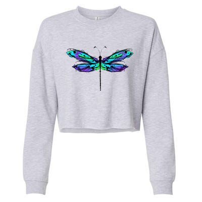 Colorful Dragonfly Cropped Pullover Crew