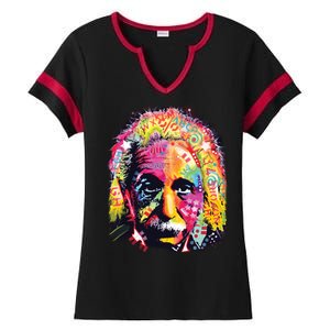 Colorful Einstein Trippy Face Ladies Halftime Notch Neck Tee