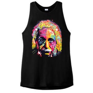 Colorful Einstein Trippy Face Ladies PosiCharge Tri-Blend Wicking Tank