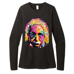 Colorful Einstein Trippy Face Womens CVC Long Sleeve Shirt